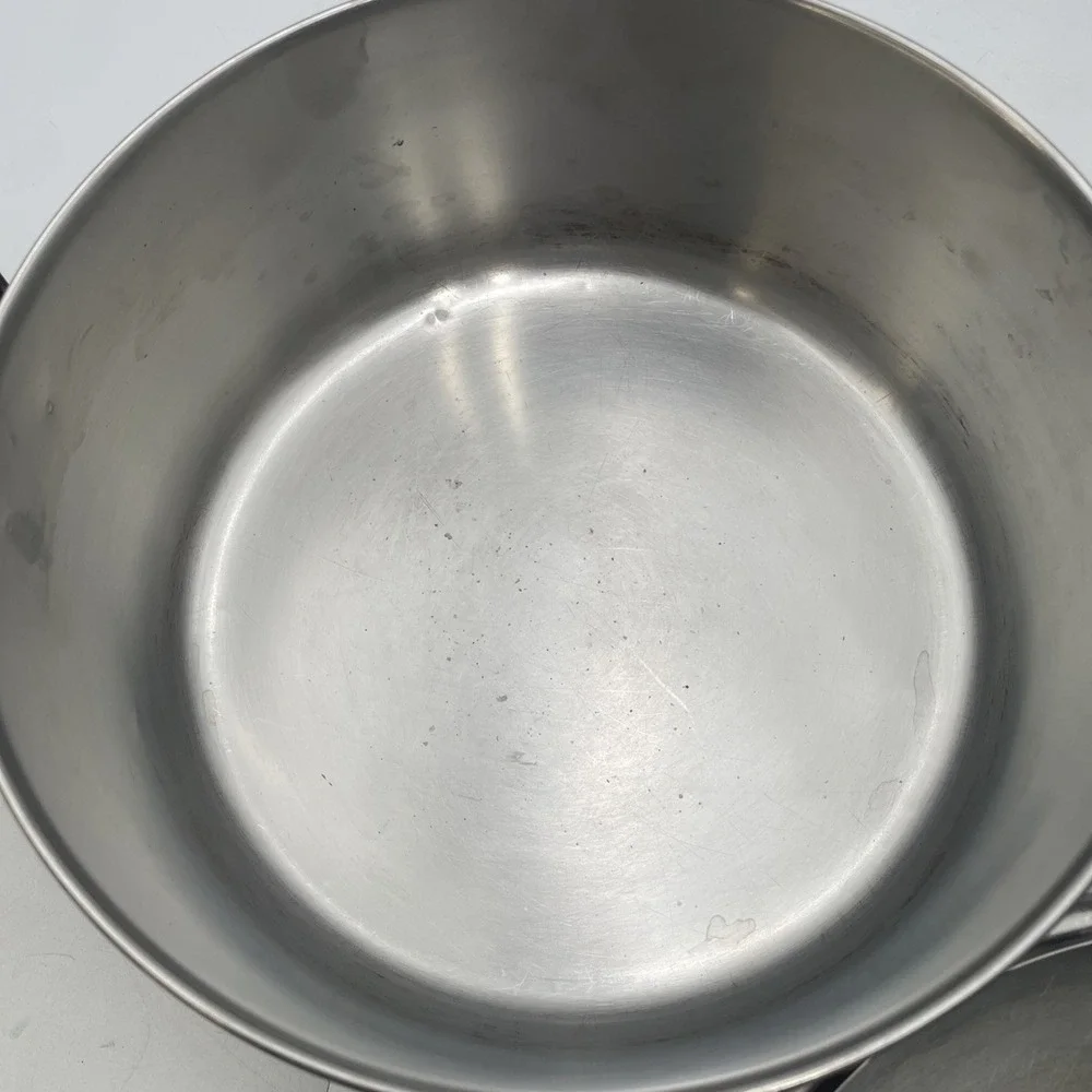 Vtg RevereWare Copper Bottom Saucepan Lot of 4 Pots+3 Lids 4qt 3qt 2qt 1qt-Clean